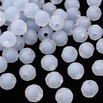 Transparent Acrylic Beads, Bead in Bead, Frosted, Faceted, Round, Cornflower Blue, 9.5x9.5mm, Hole: 2mm, about 1041pcs/500g