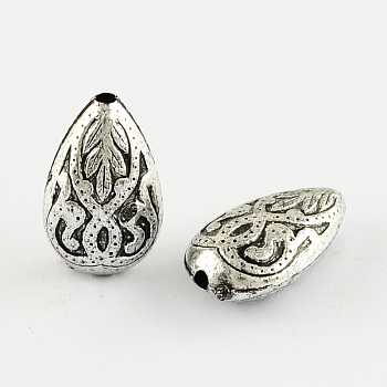 Teardrop Antique Acrylic Beads, Antique Silver Plated, 18x11x7mm, Hole: 2mm, about 640pcs/500g