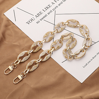Acrylic Oval Link Chain Bag Straps, with Aluminum Linking Rings and Alloy Swivel Clasps, Wheat, 60cm