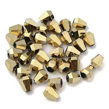Electroplate Glass Beads, Faceted, Cone, Light Khaki, 6x5x5.5mm, Hole: 1.4mm,100pcs/bag