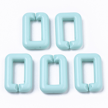 Opaque Acrylic Linking Rings, Quick Link Connectors, For Jewelry Cross Chains Making, Rectangle, Aquamarine, 30x20x6mm, Inner Diameter: 8x18mm, about 210pcs/500g