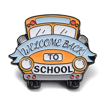 Back to School Theme Enamel Pins, Black Alloy Brooch for Backpack Clothes, Car, 28x33x1mm