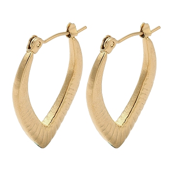 Leaf 201 Stainless Steel Half Hoop Earrings for Women, with 304 Stainless Steel Pin, Golden, 27x3mm