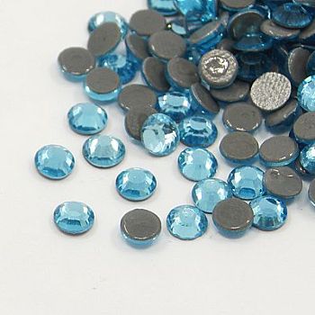 Glass Hotfix Rhinestone, Grade AA, Flat Back & Faceted, Half Round, Aquamarine, SS16, 3.8~4.0mm, about 1440pcs/bag