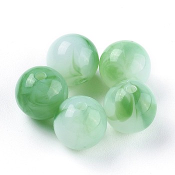 Acrylic Imitation Jade Beads, Round, Light Green, 9.5x9~9.5mm, Hole: 2mm, about 950pcs/500g