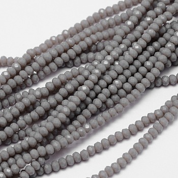 Faceted Rondelle Glass Beads Strands, Gray, 2.8~3x2mm, Hole: 0.8mm, about 165~169pcs/strand, 15.7~16.1 inch(40~41cm)