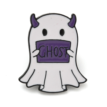 Halloween Theme Enamel Pins, Black Alloy Badge for Backpack Clothes, Ghost, 24.5x21mm