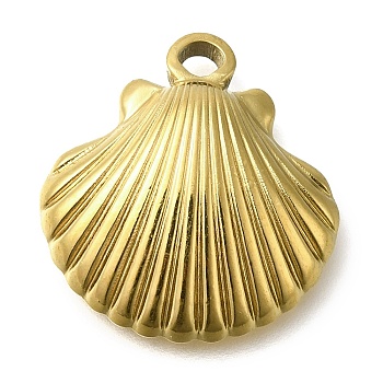 Ion Plating(IP) 304 Stainless Steel Pendants, Shell Shapes Charm, Real 18K Gold Plated, 21.5x20x5mm, Hole: 2mm