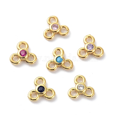 Real 18K Gold Plated Mixed Color Flower Brass+Cubic Zirconia Links