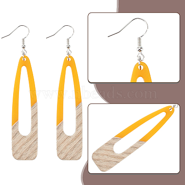 4 Pair 4 Color Resin & Wood Dangle Earrings(EJEW-AB00042)-3