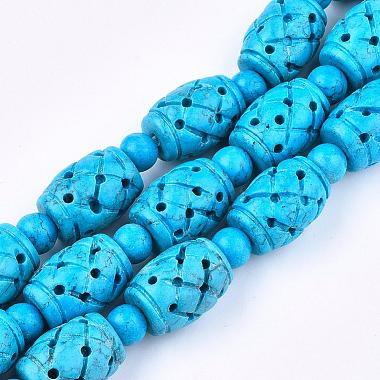 19mm DeepSkyBlue Barrel Synthetic Turquoise Beads