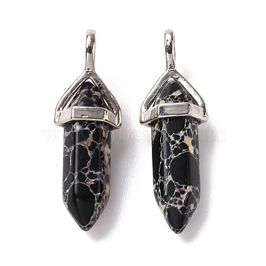 Synthetic Black Imperial Jasper Pendants(G-K329-19P)-2