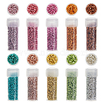 50G 10 Colors Cylinder Seed Beads, Metallic Colours, Round Hole, Uniform Size, Mixed Color, 2x1.5mm, Hole: 0.8mm, about 440pcs/5g, 5g/color(SEED-DC0001-11)