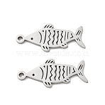 304 Stainless Steel Pendants, Striped Fish Charms, Stainless Steel Color, 24x10x1.3mm, Hole: 1.5mm(SA-CBAAC28-11P)