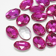 Pointed Back Glass Rhinestone Cabochons, Back Plated, Faceted, Oval, Rose, 10x8x4mm(RGLA-T080-8x10mm-09)