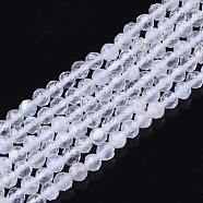 Natural Rainbow Moonstone Beads Strands, Grade A+, Round, Faceted, 3.5mm, Hole: 0.6mm, about 120pcs/strand, 15.55 inch(39.5cm)(G-R465-02B)