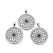 Natural White Shell Pendants, Platinum Plated Brass Flat Round Charms, Flower, 30x27x3mm, Hole: 4x6mm(SHEL-G017-01P-02)