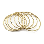 7Pcs Vacuum Plating 202 Stainless Steel Bangle Sets, Stackable Twisted Ring Bangles for Women, Golden, Inner Diameter: 2-5/8 inch(6.7cm), 3mm(BJEW-M317-11G)