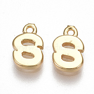 Brass Charms, Letter, Nickel Free, Real 18K Gold Plated, Letter.S, 8.5x5.5x1.5mm, Hole: 0.8mm(X-KK-S350-167S-G)