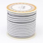 Braided Polyester Cords, Round, Light Grey, 3mm, about 8.74 yards(8m)/roll(OCOR-D005-09)