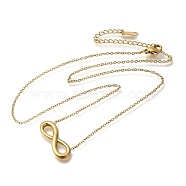 304 Stainless Steel Infinity Pendant Cable Chain Necklaces for Women, Real 18K Gold Plated, 16.61 inch(42.2cm)(NJEW-H046-05G)