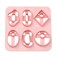 ABS Cookie Cutters, Rhombus/Oval/Round, Pink, 100x100mm(BAKE-YW0001-002)
