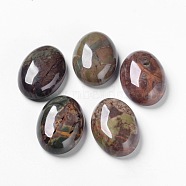Natural Flower Agate Cabochons, Flat Back, Oval, 25x18x8mm(X-G-F296-01-25x18mm)