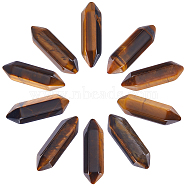10Pcs Natural Tiger Eye Beads, No Hole, Faceted Bullet, Double Terminated Point, 22~23x6x6mm(G-BBC0001-14)