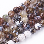 Natural Fire Crackle Agate Beads Strands, Round, Dyed, Snow, 8mm, Hole: 1mm, about 47pcs/strand, 15.35 inch(G-L084-8mm-17)