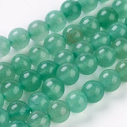 Natural Green Aventurine Beads Strands, Round, Light Green, 6mm, Hole: 1mm, about 32pcs/strand, 7.8 inch(X-G-G099-6mm-17)