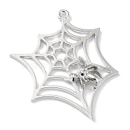 Alloy Big Pendants, Spider with Spider Web Charm, Platinum, 53.5x41x4mm, Hole: 2.2mm(PALLOY-D027-11P)