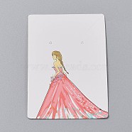 Cardboard Jewelry Display Cards, for Hanging Earring & Necklace Display, Rectangle, Light Coral, Girl Pattern, 9x6x0.05cm, Hole: 0.2cm(X-CDIS-H002-03-04)