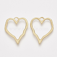 Alloy Open Back Bezel Pendants, For DIY UV Resin, Epoxy Resin, Pressed Flower Jewelry, Heart, Matte Gold Color, 37x29x2mm, Hole: 4.5x4mm(X-PALLOY-S121-93)