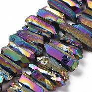 Natural Quartz Crystal Points Beads Strands, Dyed, Nuggets, Colorful, 15~30x4~8x4~7mm, Hole: 1mm, 8 inch(G-K181-B19)