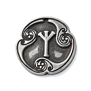 Rune Letters Alloy Pendants, Round, Antique Silver, 25x3mm, Hole: 1.6mm(PALLOY-S193-01AS-15)