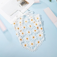 Flower Decor Triangle Crochet Bandanas, Hollow Out Headwear Headband, Boho Floral Embroidered Kerchief, Gold, 460x350mm(PW-WG51675-01)