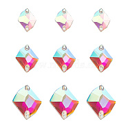 72Pcs 3 Style Irregular Rhombus Glass Sew on Rhinestone, 2-Hole Links, Crystal AB, 14~17x10~21x4~5.5mm, Hole: 1mm(GLAA-GO0001-15)