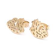 Anatomical Heart 304 Stainless Steel Stud Earrings for Women, Golden, 12x9mm, Pin: 0.7mm(EJEW-Z017-07G)