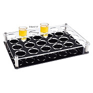 24 Round Holes Acrylic Shot Glasses Holders, Beer Wine Glasses Organizer Rack for Family Party Bar Pub, Rectangle, Clear, 300x200x54mm, Inner Diameter: 38mm(AJEW-WH0332-32B)