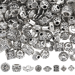 180Pcs 8 Styles Tibetan Style Alloy Spacer Beads, Mixed Shapes, Antique Silver, 6~9.5x3~6mm, Hole: 1~4mm(FIND-SC0010-60)
