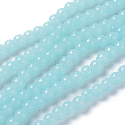 Imitation Jade Glass Beads Strands, Spray Painted, Round, Pale Turquoise, 6mm, Hole: 1.3~1.6mm, about 133pcs/strand, 31.4 inch(X-DGLA-S076-6mm-19)