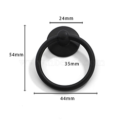 Spray Painted Alloy Drawer Drop Pull Rings, Cabinet Pulls Handles for Drawer, Doorknob Accessories, with Iron Rings, Black, 54x44x13mm, Inner Diameter: 35mm(CABI-PW0001-034B-01)