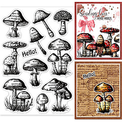 PVC Plastic Stamps, for DIY Scrapbooking, Photo Album Decorative, Cards Making, Stamp Sheets, Mushroom Pattern, 160x110x3mm(DIY-WH0167-57-0526)