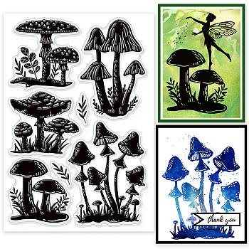 Custom PVC Plastic Clear Stamps, for DIY Scrapbooking, Photo Album Decorative, Cards Making, Mushroom, 160x110x3mm
