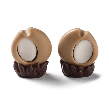 3D Animal Ear Opaque Resin Cabochons, Koala Ears, for DIY Headband Making, Camel, 28x22x14mm
