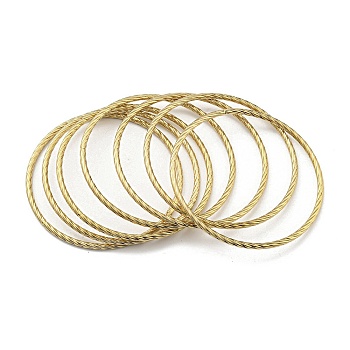 7Pcs Vacuum Plating 202 Stainless Steel Bangle Sets, Stackable Twisted Ring Bangles for Women, Golden, Inner Diameter: 2-5/8 inch(6.7cm), 3mm