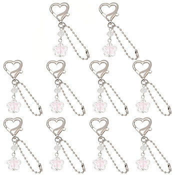 10Pcs Alloy Glass & 304 Stainless Steel Pendant Decorations, Star, with Alloy Lobster Claw Clasps, Platinum, 2.76 inch(7cm)