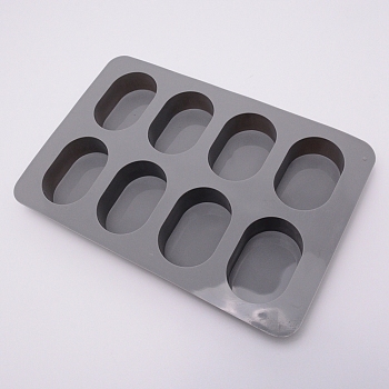 Oval Food Grade Silicone Molds, For Chocolate, Candy, Soap, Gray, 248x160x24mm, Inner Size: 64x43mm