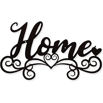 Iron Wall Art Decorations, for Front Porch, Living Room, Kitchen, Matte Style, Word Home, Word, 292x256x1mm