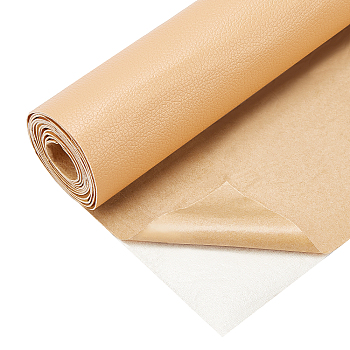 PU Leather Self-adhesive Fabric, Rectangle, BurlyWood, 135x30x0.1cm